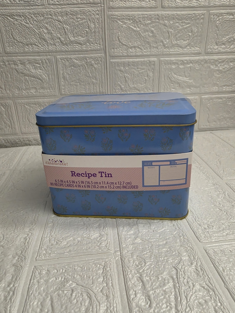 New Light Blue "Made With Love" Recipe Tin with Cards